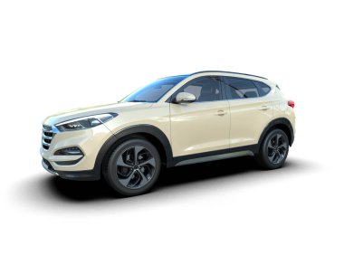 Modern SUV arabası. 3d oluşturma