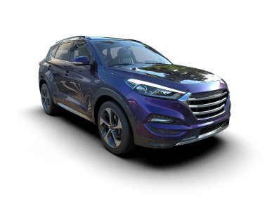 Bir markanın 3 boyutlu görüntülenmesi - daha az jenerik SUv siyah bir arkaplanda izole edildi