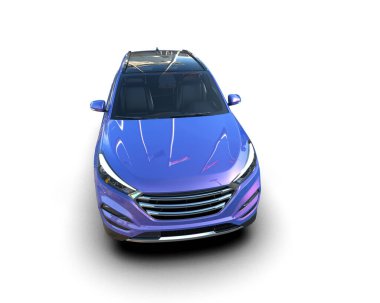 mavi küçük araba izole edildi