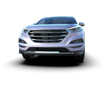 modern araba beyaz arka planda izole edildi. 3 boyutlu çizim - illüstrasyon