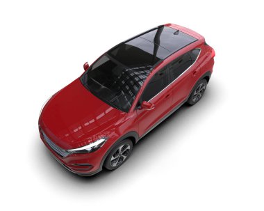 kırmızı araba beyaz arka planda modern