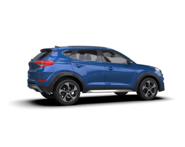 Beyaz arka planda modern bir araba. 3d oluşturma.