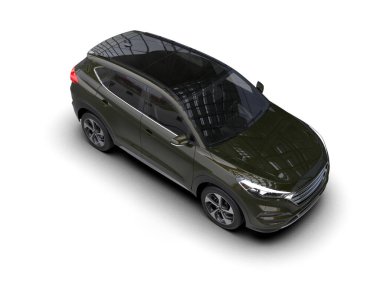 Beyaz arka planda modern bir SUV 'un 3 boyutlu resmi