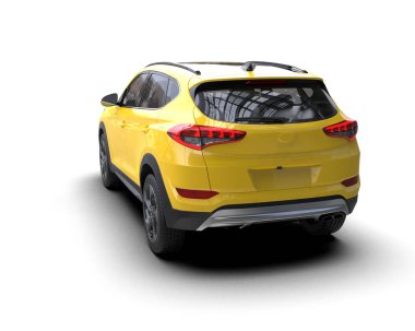 Sarı cip - modern araba - ön manzara.