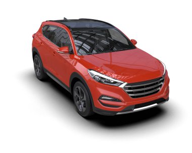 Arka planda modern şehir arabası. Gölgeli 3D görüntüleme