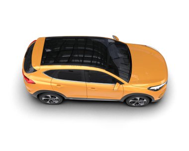 Turuncu şehir arabası beyazda izole edilmiş. 3d oluşturma