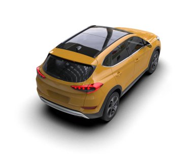 Beyaz arka planda bir araba. Reklamcılığınızın şehri.