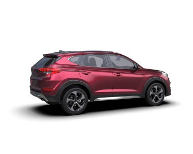 Beyaz arka planda modern bir SUV 'un 3 boyutlu çizimi.