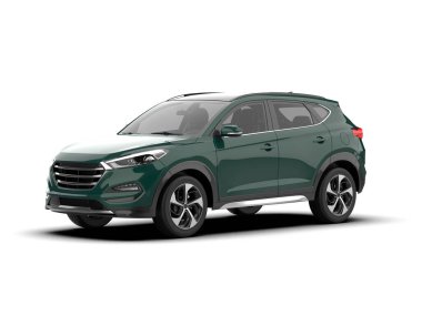 Beyaz arka planda izole edilmiş gerçekçi modern araba. 3 Boyutlu Hazırlama