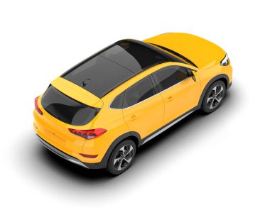 Beyaz arka planda modern şehir arabası. 3d oluşturma