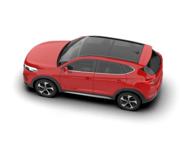 Kırmızı araba arka planda izole edildi. 3d oluşturma.