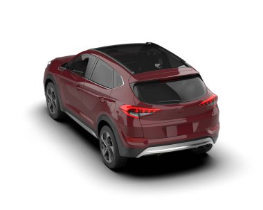 siyah modern SUV araba - üst görünüm - ön manzara. 3d illüstrasyon