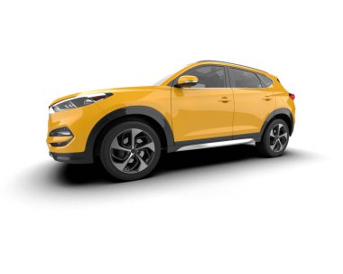 SUV beyaz yolda izole edildi. 3d oluşturma