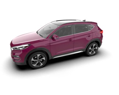 Pembe cip arabası beyaz arka planda izole edilmiş. 3d illüstrasyon.