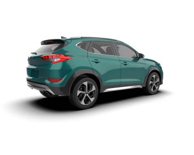 Modern bir SUV - X - mas 'ın beyaz arka planda izole edilmiş üç boyutlu bir resmi