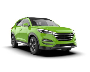 araba modern yeşil renk beyaz arkaplanda izole