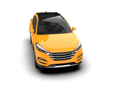 Beyaz arka planda modern sarı araba. 3d illüstrasyon