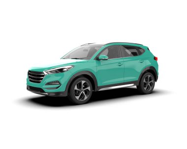 Araba izole. Beyaz arkaplanda bir araba - 3D görüntüleme