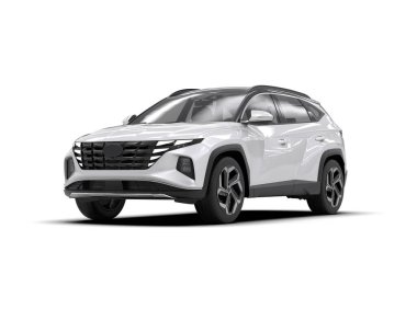 Beyaz arka planda izole edilmiş modern lüks araba. 3d oluşturma