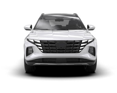 Modern şehir arabası beyaz arka planda 3 boyutlu pankartlar için izole edilmiş. 3d illüstrasyon