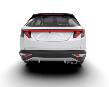 Gri arka planda beyaz modern lüks coupe konsepti. 3 Boyutlu Hazırlama.