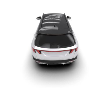 Beyaz arka planda bir araba. 3d oluşturma.