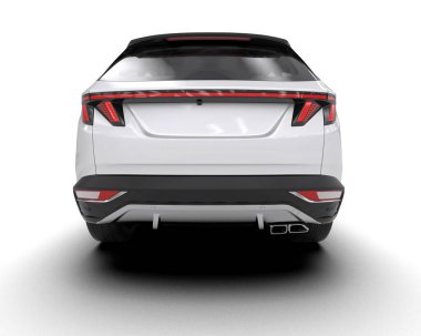 modern araba beyaz arkaplanda izole edildi - ön görünüm - 3 boyutlu görüntüleme