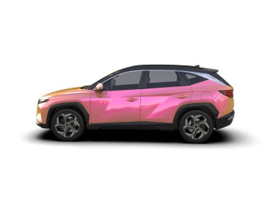 Modern araba arka planda izole edilmiş. 3d oluşturma -