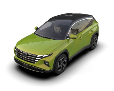 yeşil arka planda modern şehir arabası