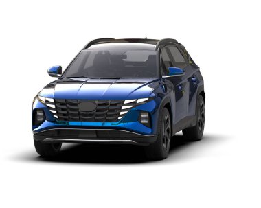 Beyaz arka planda siyah bir SUV. 3d illüstrasyon