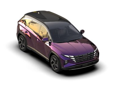 Gri arka planda mor spor jip. 3d oluşturma