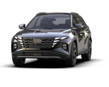 Arka planda lüks bir araba var. 3d oluşturma