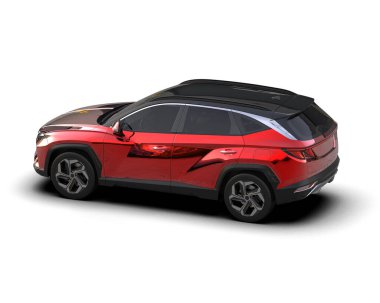 SUV arabası beyaz arkaplanda izole edildi. 3 boyutlu görüntüleme