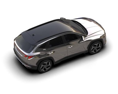 Beyaz arka planda gümüş renkli modern aile arabası