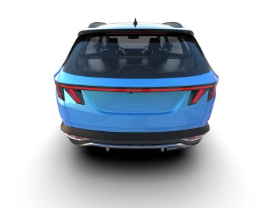 3D render mavi araba konsepti