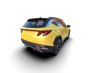 Sarı spor araba - 3 d illüstrasyon