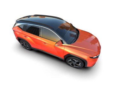 Kırmızı araba beyaz arka planda izole edilmiş. 3d oluşturma