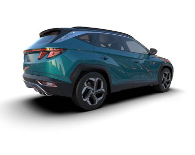 Modern arazi aracı arka planda izole edildi. 3D görüntüleme - 3D