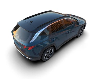 Arka planda izole edilmiş elektrikli araba, 3 boyutlu görüntüleme - illüstrasyon