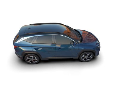 Boş afişi olan siyah bir cip arabası. 3d oluşturma