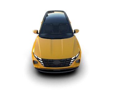 Beyaz yüzeydeki modern araba - 3 boyutlu görüntüleme