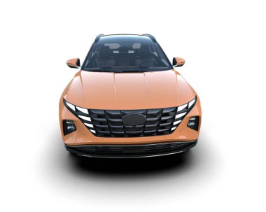 Modern şehir arabası arka planda izole edilmiş, beyaz arka planda güzel bir araba şeklinde. 3d oluşturma