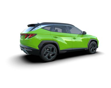 yeşil spor araba - arka plan - 3 boyutlu illüstrasyon