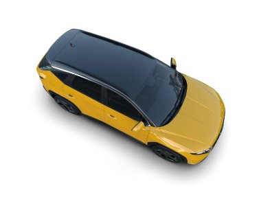 Sarı modern araba beyaz üzerine