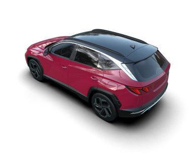 Modern şehir cipi beyaz arka planda izole edildi - 3 boyutlu görüntüleme