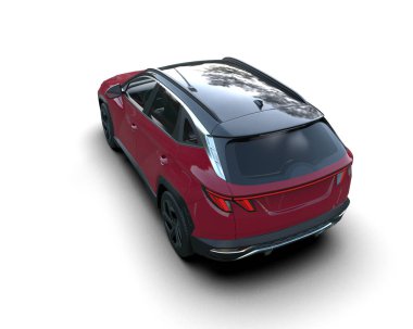 Siyah modern araba beyaz arka planda izole edildi - 3 boyutlu görüntüleme