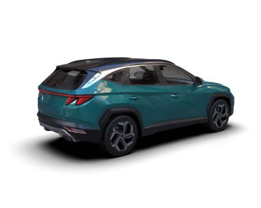 yeşil modern SUV - araba - 3 boyutlu illüstrasyon -