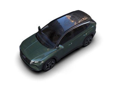 Beyaz arka planda küçük siyah bir araba. 3 Boyutlu Hazırlama