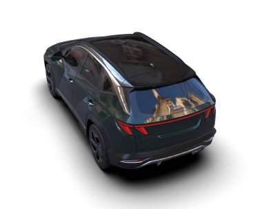 Stüdyo arka planında izole edilmiş siyah bir arabanın 3 boyutlu görüntüsü