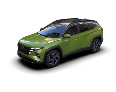 Beyaz arka planda modern SUV. 3d oluşturma